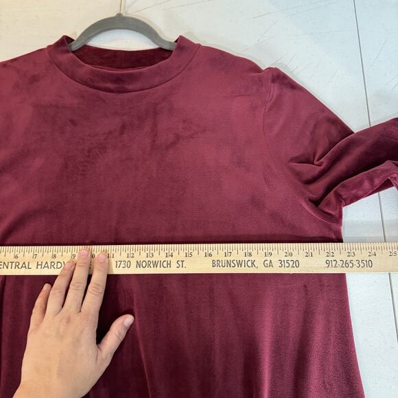 J. Jill purejill Velour Shift Dress Sz XL Burgundy Pockets Modest Mature Classic - Picture 11 of 12